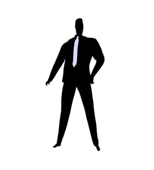 Male business silhouette illustration on a white background