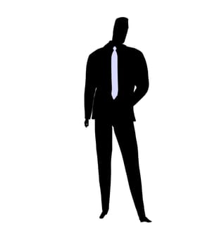 Male business silhouette illustration on a white background