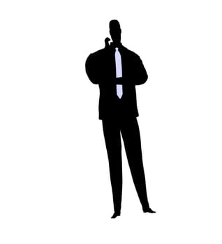 Male business silhouette illustration on a white background