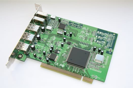 Top view of a modern firewire/USB PCI board