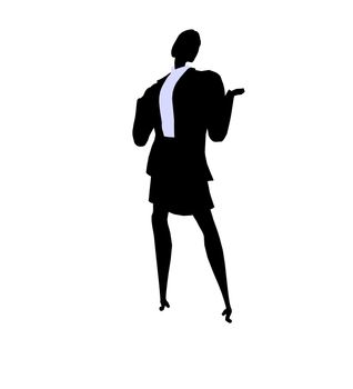 Female business executive silhouette on a white background