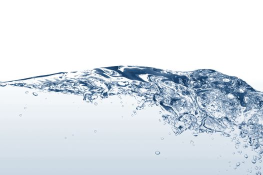 fresh water with bubbles of air on white background