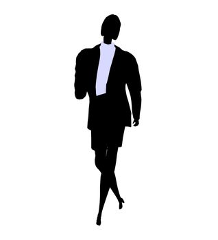 Female business executive silhouette on a white background