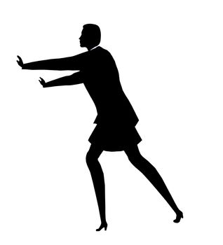 Female business executive silhouette on a white background