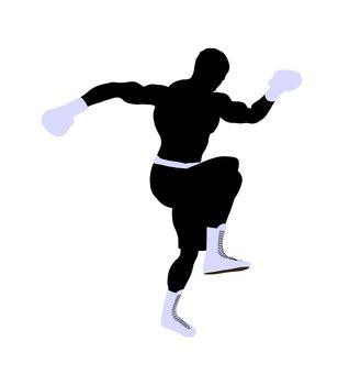 Male boxing art illustration silhouette on a white background