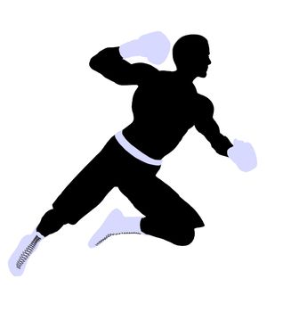 Male boxing art illustration silhouette on a white background