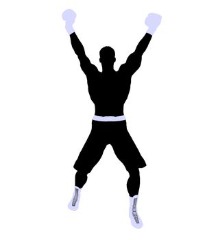 Male boxing art illustration silhouette on a white background