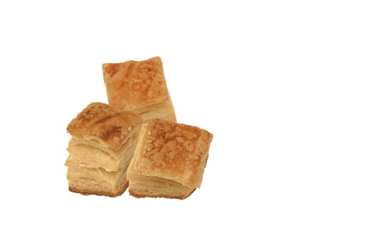 square puff pastry (zu-zu) isolated over white background