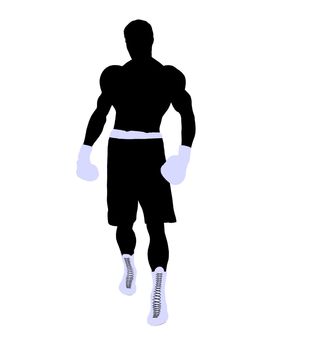 Male boxing art illustration silhouette on a white background
