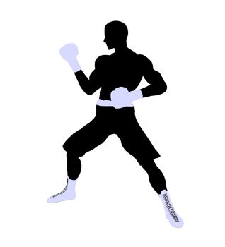 Male boxing art illustration silhouette on a white background