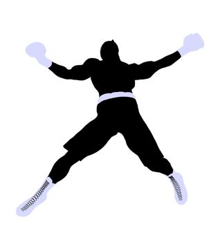 Male boxing art illustration silhouette on a white background