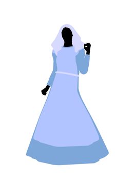 A female bilbical illustration silhouette on a white background