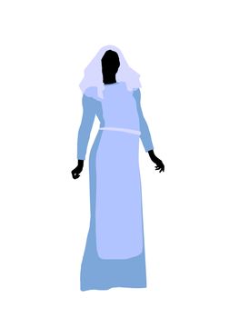 A female bilbical illustration silhouette on a white background