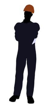 Male construction worker art illustration silhouette on a white background