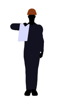 Male construction worker art illustration silhouette on a white background