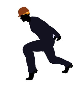 Male construction worker art illustration silhouette on a white background