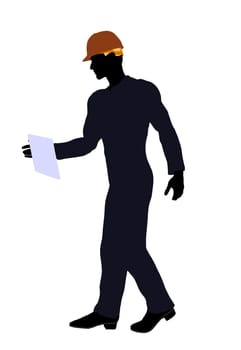 Male construction worker art illustration silhouette on a white background