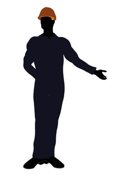 Male construction worker art illustration silhouette on a white background