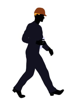 Male construction worker art illustration silhouette on a white background