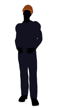 Male construction worker art illustration silhouette on a white background