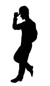 Male construction worker art illustration silhouette on a white background