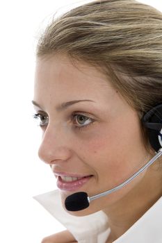 Business woman calling on white background