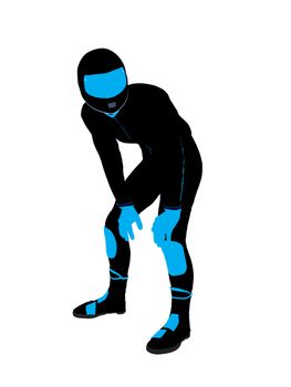 Male sports biker art illustration silhouette on a white background