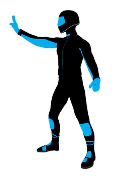 Male sports biker art illustration silhouette on a white background