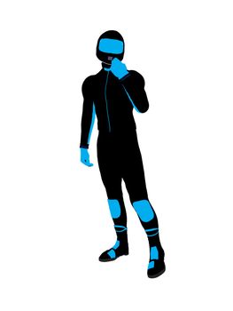 Male sports biker art illustration silhouette on a white background