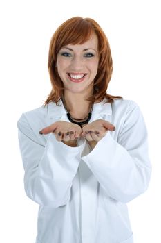 young doctor with stethoscope on isolated background