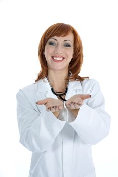 young doctor with stethoscope on isolated background