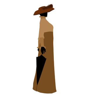 Female victorian art illustration silhouette on a white background