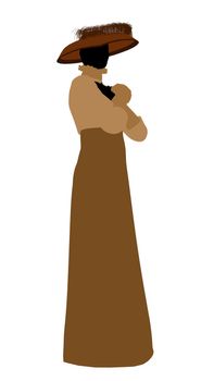 Female victorian art illustration silhouette on a white background