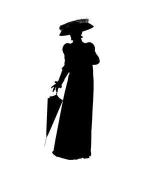 Female victorian art illustration silhouette on a white background