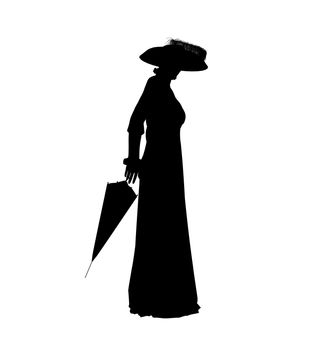 Female victorian art illustration silhouette on a white background