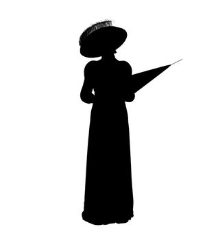Female victorian art illustration silhouette on a white background