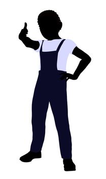 African American boy silhouette on a white background