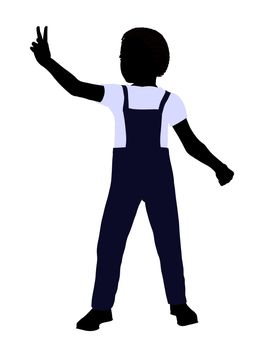 African American boy silhouette on a white background