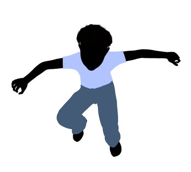 Caucasian boy silhouette on a white background