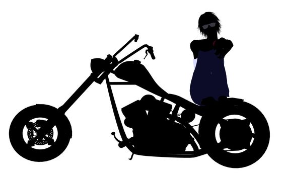 A female biker silhouette on a white background