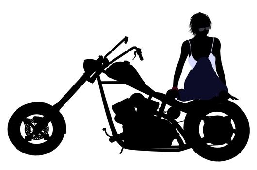 A female biker silhouette on a white background