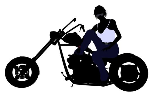 A female biker silhouette on a white background