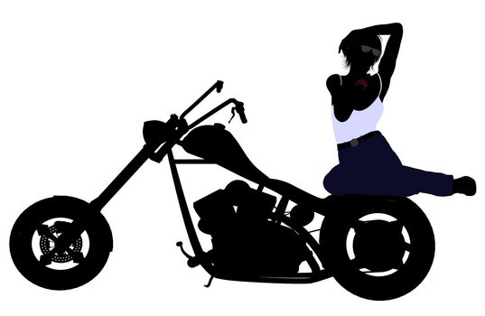 A female biker silhouette on a white background