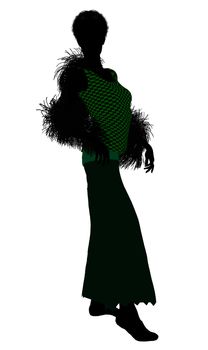 1920's female silhouette on a white background