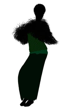 1920's female silhouette on a white background