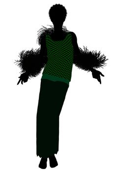 1920's female silhouette on a white background
