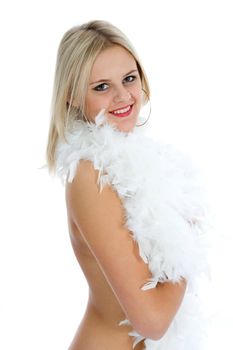Beautiful sexual girl on white background