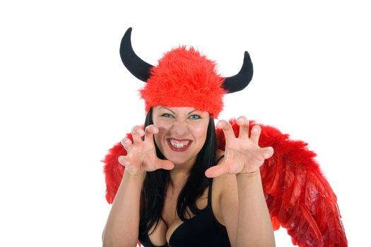 Beautiful sexual devil on white background