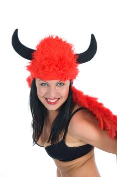 Beautiful sexual devil on white background