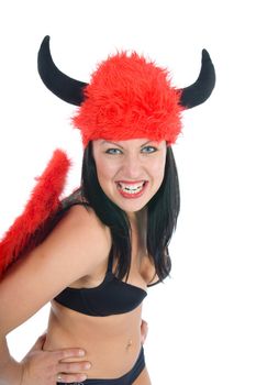 Beautiful sexual devil on white background